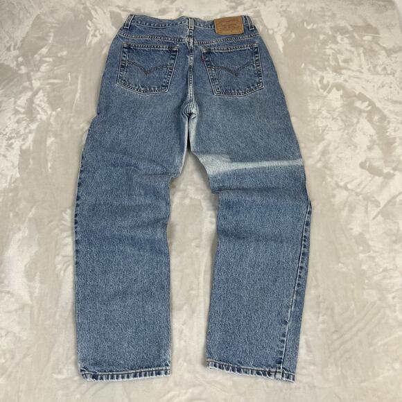 VTG Levis 512 Jeans Womens 10 Blue Denim Slim Fit Straight Leg Bleached Grunge - Picture 1 of 14